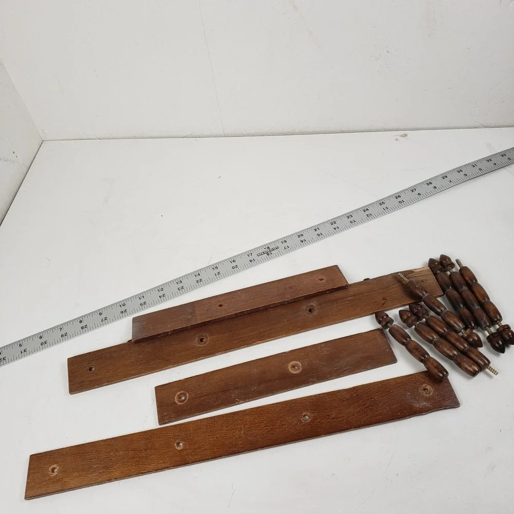 Vtg MCM Wood Spindle Tiered Wall Trinket Knick Knack Shelf Wall Display 27x9